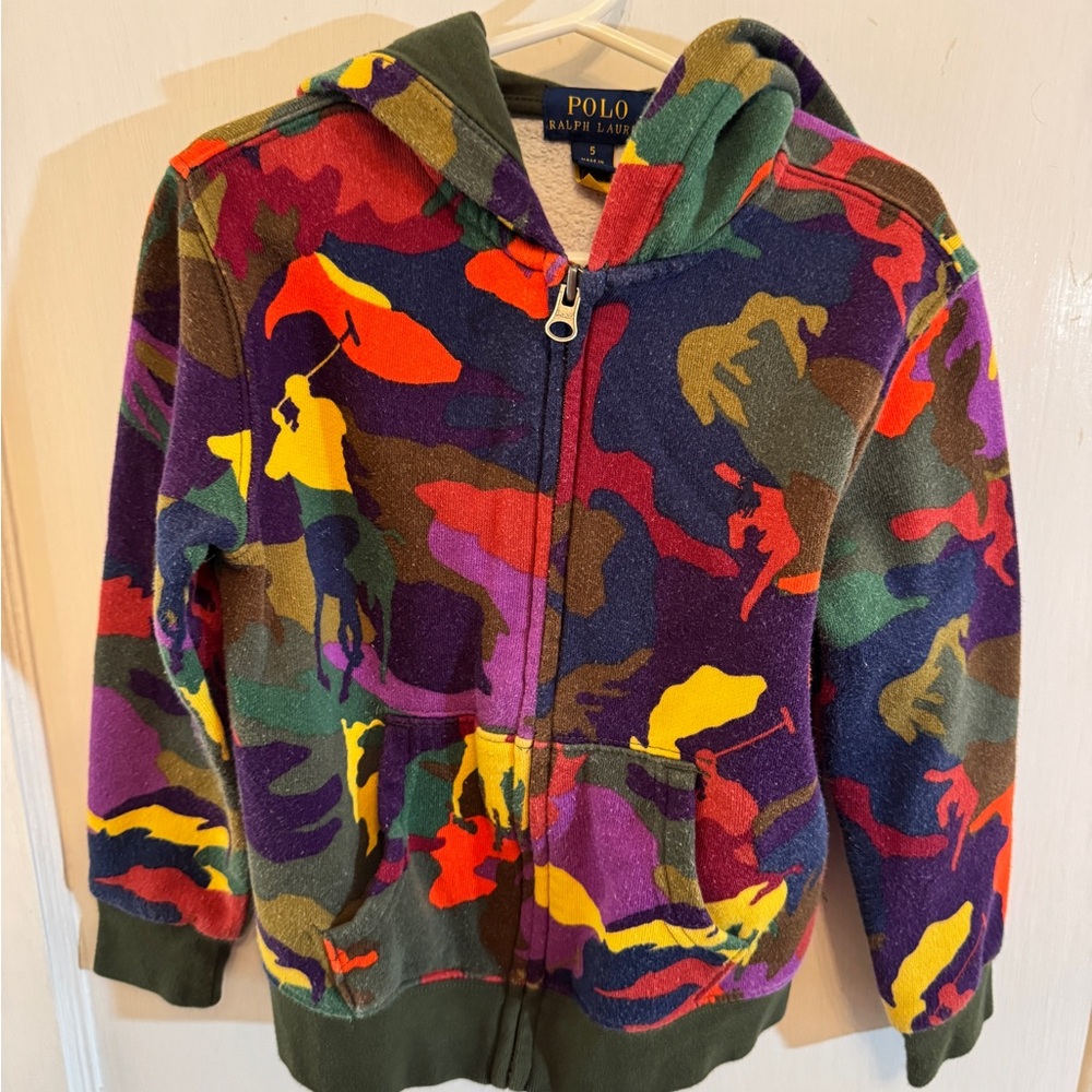 Polo by Ralph Lauren Kids Colorful Camo Hoodie zip up 5 Big Pony